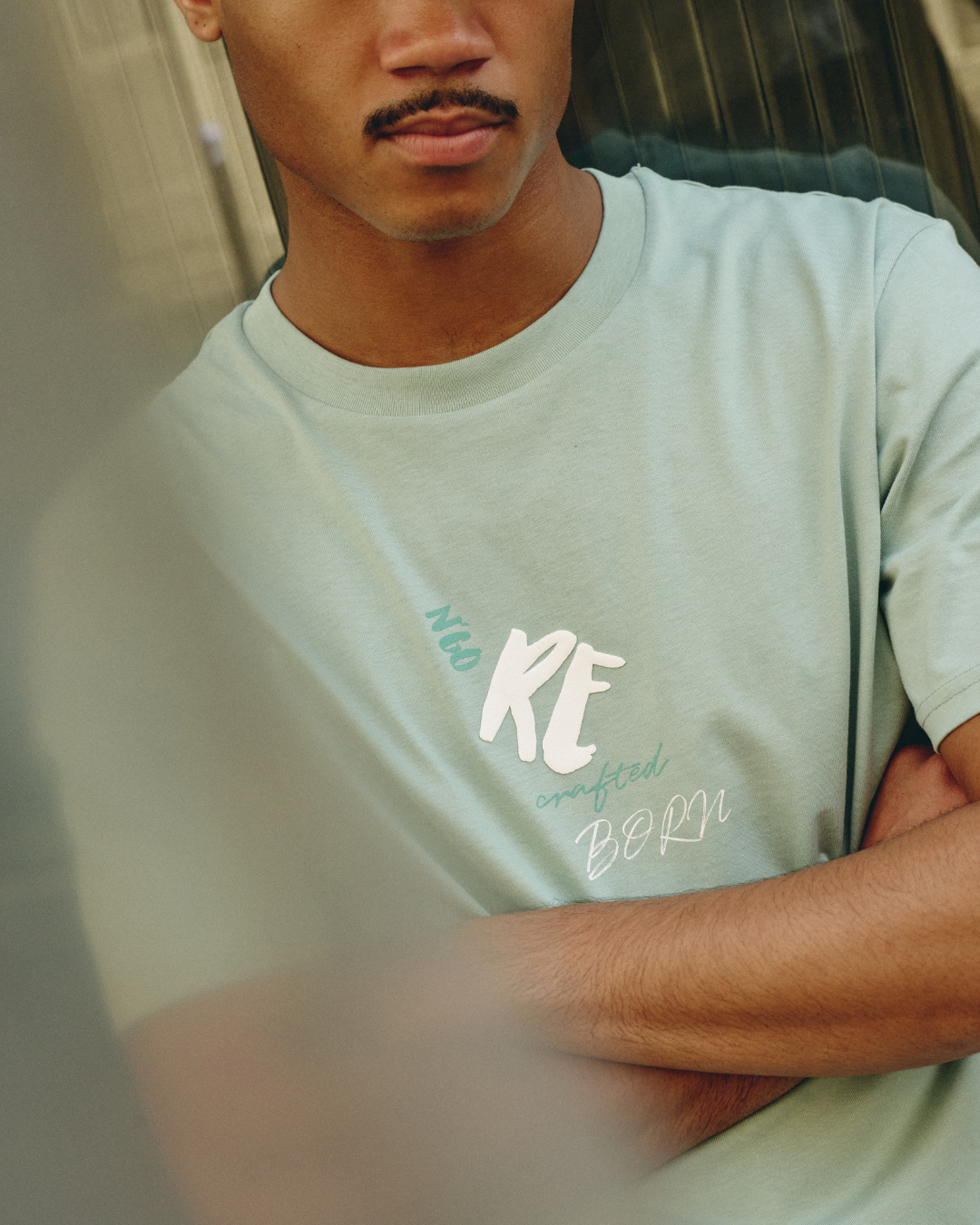 HERREN-T-SHIRT RECRAFTED MANDELGRÜN