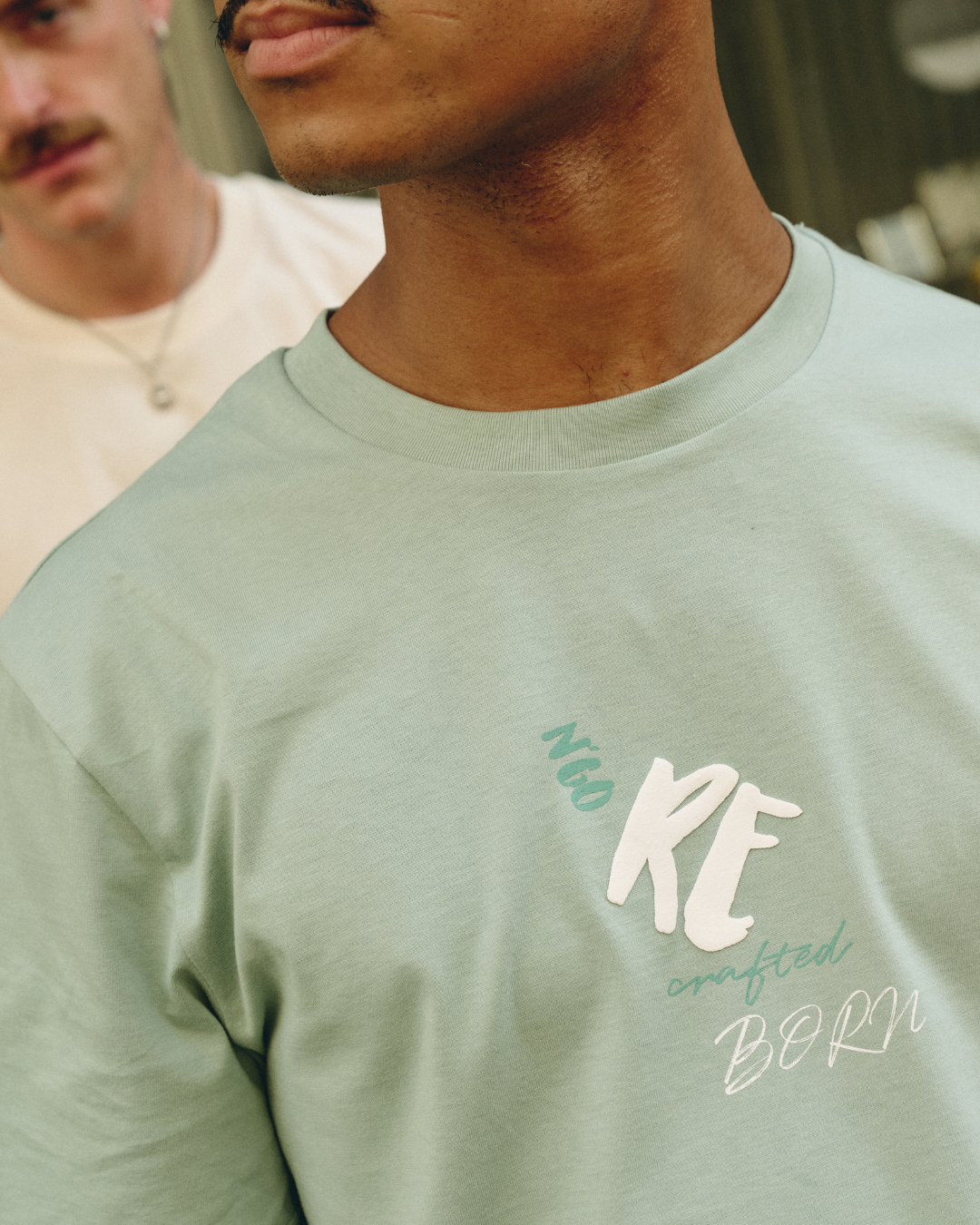 HERREN-T-SHIRT RECRAFTED MANDELGRÜN