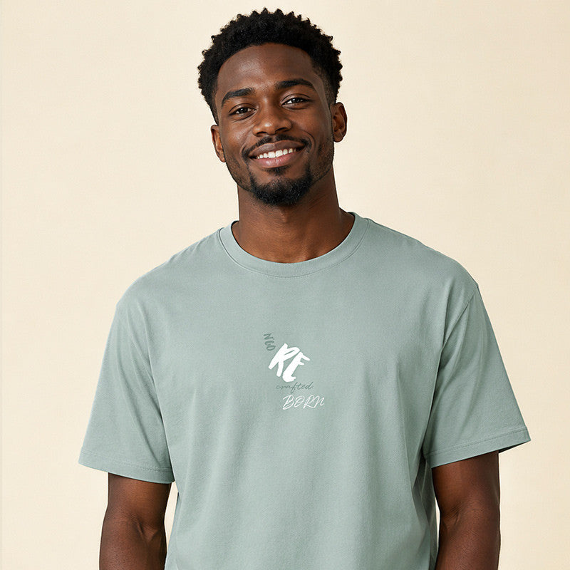 HERREN-T-SHIRT RECRAFTED MANDELGRÜN