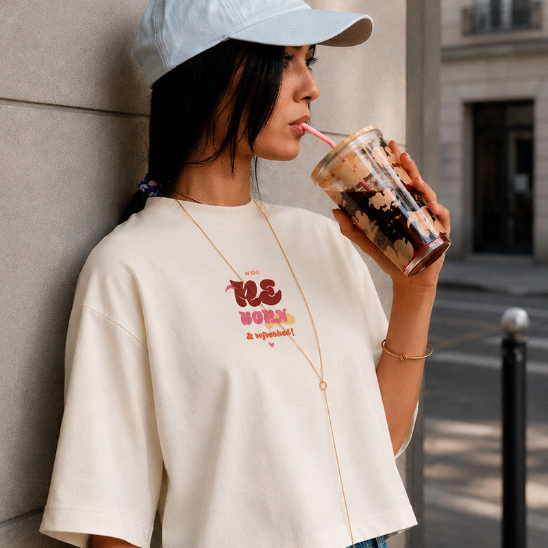 DAMEN-T-SHIRT REFRESHED NATURWEISS