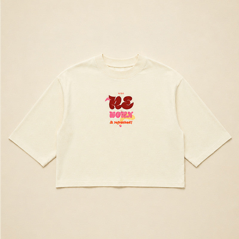 DAMEN-T-SHIRT REFRESHED NATURWEISS